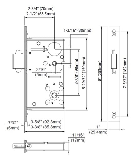 PD95 Mortise Lock for Sliding Doors