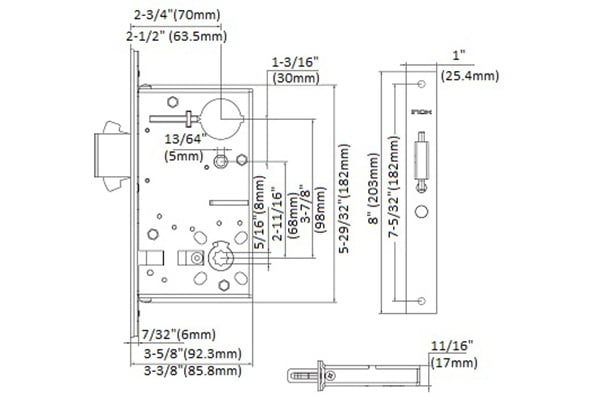 PD96 Self-Latching, Self-Locking Mortise Sliding Door Locks